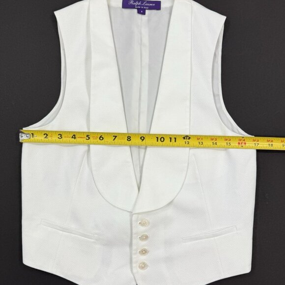 Ralph Lauren Purple Label Womens Zeke Cotton Pique Vest Size 8 Waistcoat White - Picture 11 of 13
